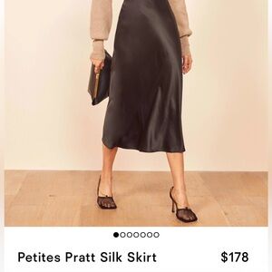 Reformation black silk midi skirt (size 2)